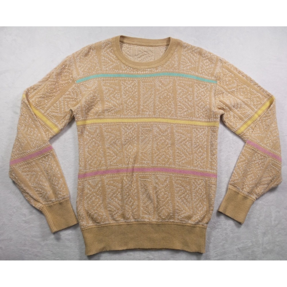 Vintage ILGWU Union Sweater Womens Medium Brown Striped Color‎ Knit Pullover